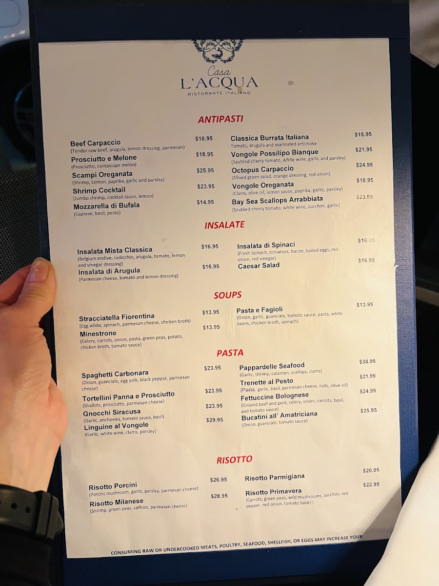 Menu Casa L'acqua Ristorante Italiano-5