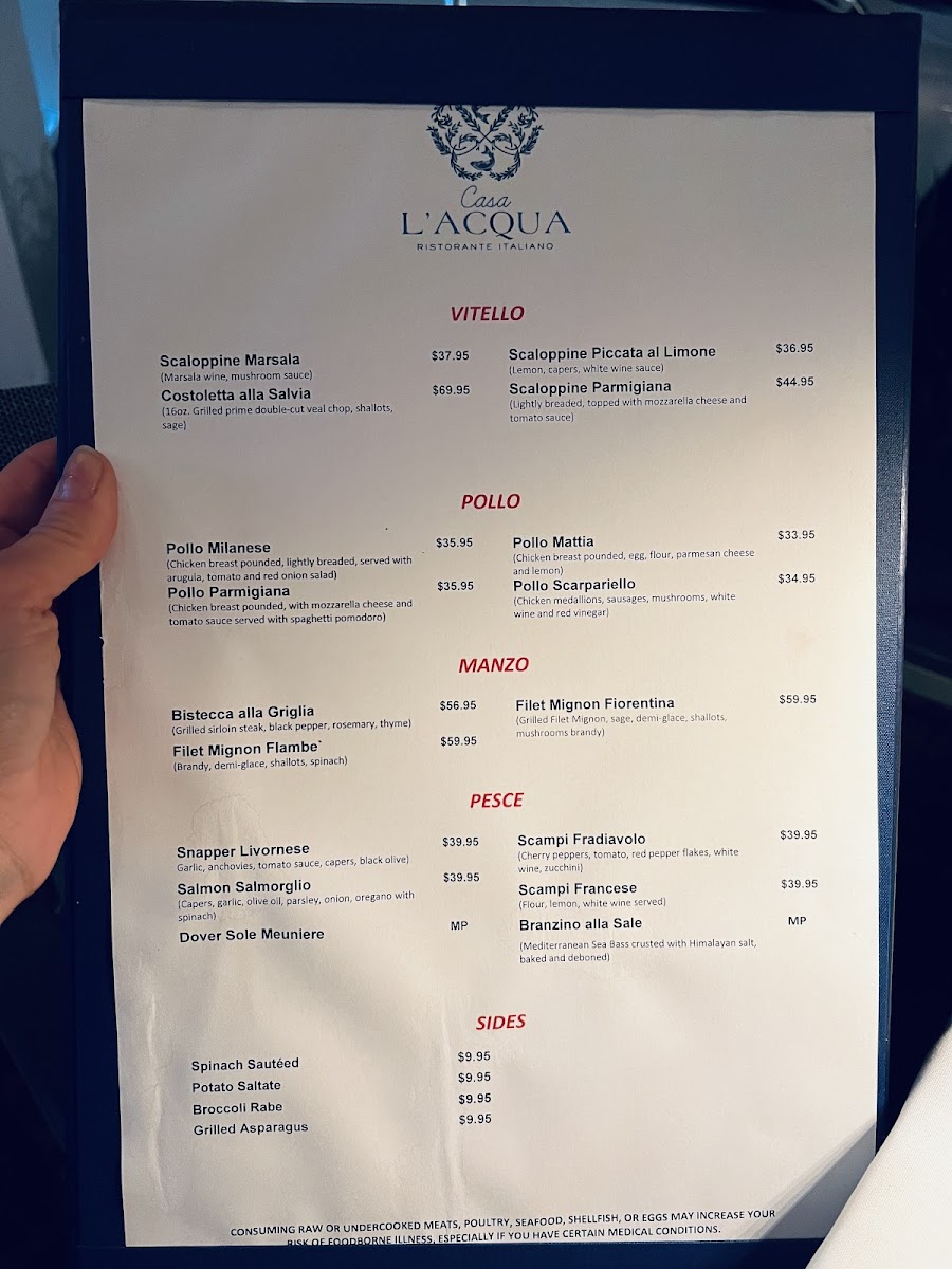 Menu Casa L'acqua Ristorante Italiano-7