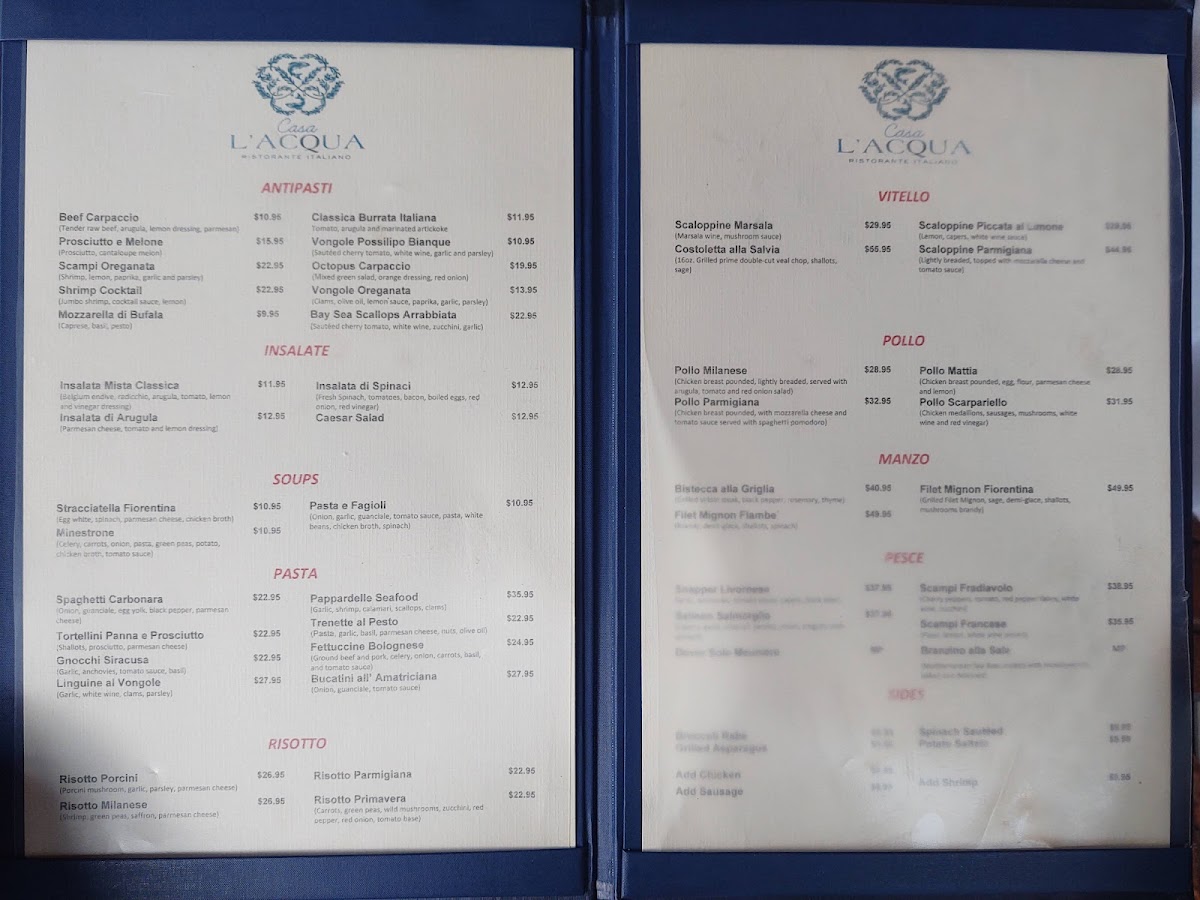 Menu Casa L'acqua Ristorante Italiano-8